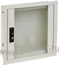 ITK LINEA R Шкаф мультимедиа настенный встраиваемый 400х400мм дверь стеклянная белый RAL9016 ( LR16-4H41-G ) 