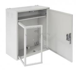 Настенный антивандальный шкаф с поворотной рамой и полкой, 4U, Ш580хВ700хГ280мм, серый ( EC-WS-047028-GY ) 